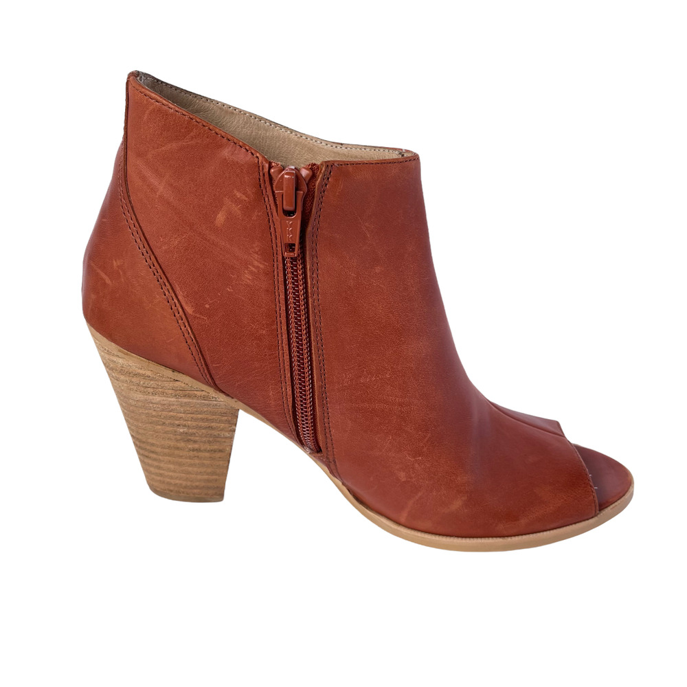 Alex + Alex Peep Toe Rust Leather Booties Women Size EU39/9 - Picture 5 of 6